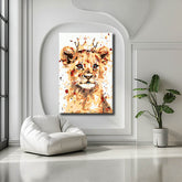 Painting by numbers art Little lion with a crown on his head